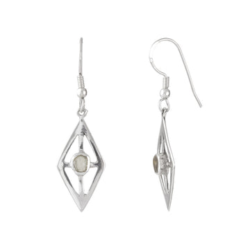 Kite Frame Sterling Silver Moldavite Earrings